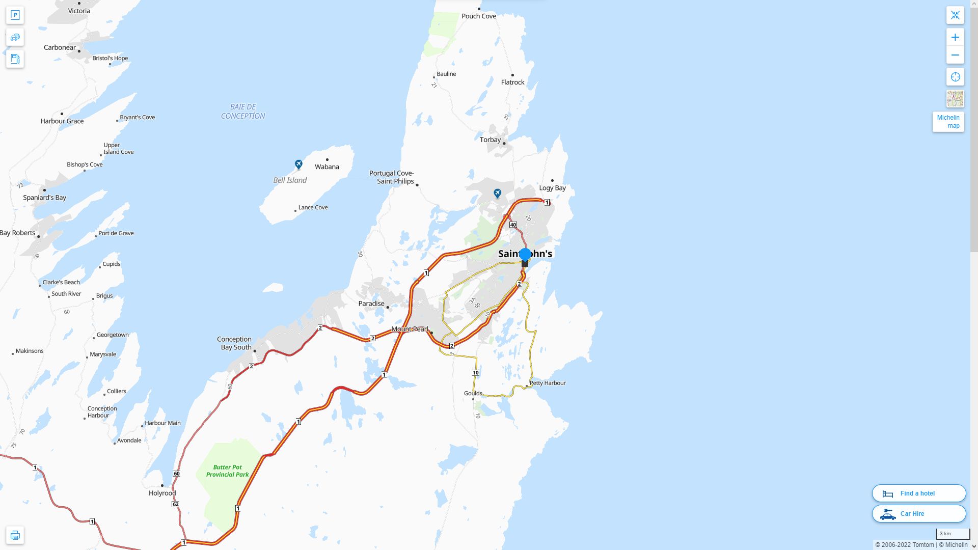 St. John's Canada Autoroute et carte routiere